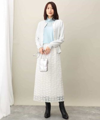 花柄刺繍オーガンジースカート／洗える