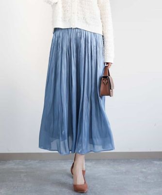 新品　MK MICHEL  メタリックサテンシャイニースカート/洗える シャイニーサテンスカート/洗える(ロング・マキシ丈スカート