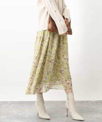 ＜MK MICHEL KLEIN (Women)＞ラインアートフラワーシフォンスカート／洗える