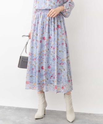 ＜MK MICHEL KLEIN (Women)＞花柄シフォンスカート／洗える