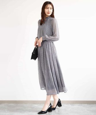 幾何柄シフォンスカート／洗える