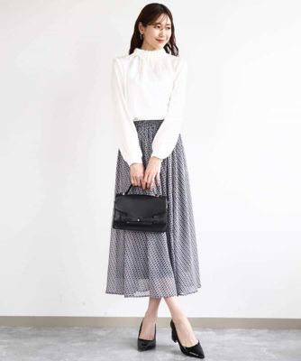 幾何柄シフォンスカート／洗える