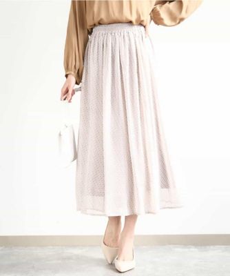 幾何柄シフォンスカート／洗える