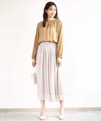 幾何柄シフォンスカート／洗える