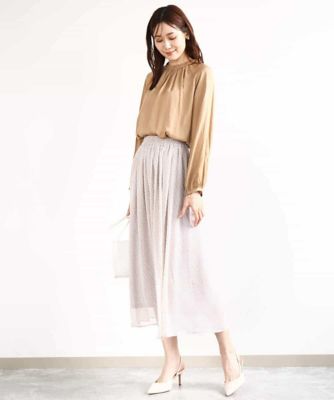 幾何柄シフォンスカート／洗える