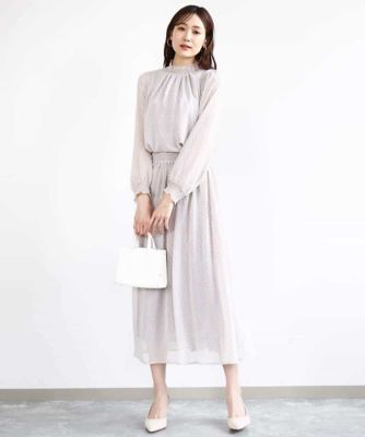 幾何柄シフォンスカート／洗える