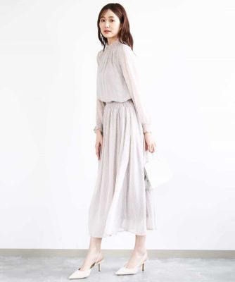幾何柄シフォンスカート／洗える