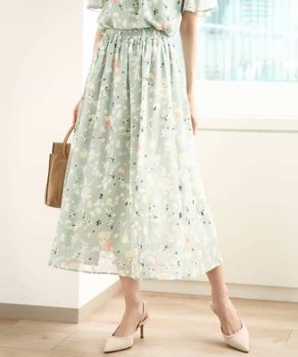 花柄シフォンスカート／洗える