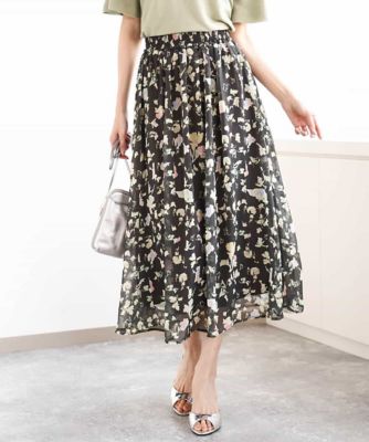 花柄シフォンスカート／洗える