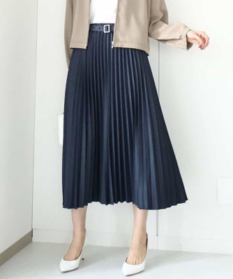 ＜MK MICHEL KLEIN (Women)＞デニムライクプリーツスカート／洗える