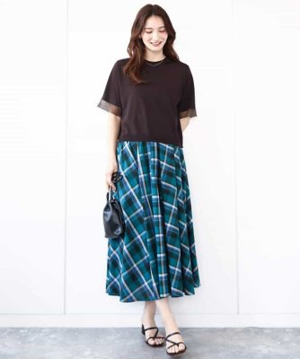 チェック柄サーキュラースカート／洗える