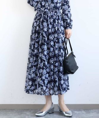 ＜MK MICHEL KLEIN (Women)＞花柄シフォンスカート／洗える