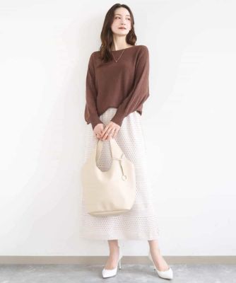 アイレット編みクロシェ風ニットスカート／洗える | MK MICHEL KLEIN