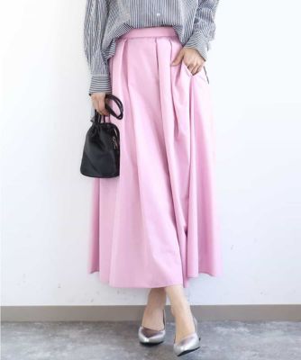 ＜MK MICHEL KLEIN (Women)＞タックフレアスカート（無地）／洗える