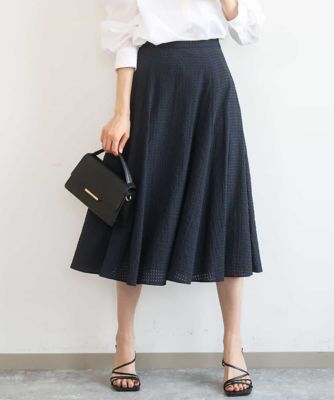 ＜MK MICHEL KLEIN (Women)＞シアーチェック柄フレアスカート／洗える