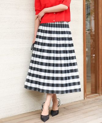 ＜MK MICHEL KLEIN (Women)＞［洗える］シアーチェックストライプ柄リバーシブルスカート