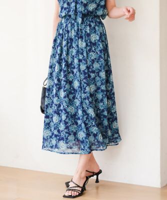 ＜MK MICHEL KLEIN (Women)＞［洗える］更紗プリント花柄シフォンスカート