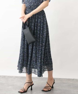 ＜MK MICHEL KLEIN (Women)＞シフォンプリントスカート／洗える