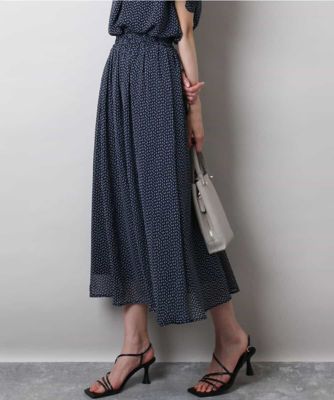 ＜MK MICHEL KLEIN (Women)＞スクエアドット柄シフォンスカート／洗える