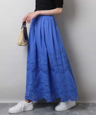 ＜MK MICHEL KLEIN (Women)＞コットン刺繍カットワークギャザースカート／洗える