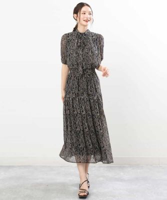 ボタニカル柄シフォンスカート／洗える