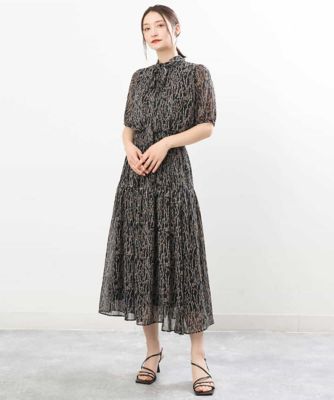 ボタニカル柄シフォンスカート／洗える