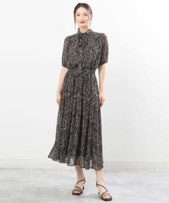 ボタニカル柄シフォンスカート／洗える