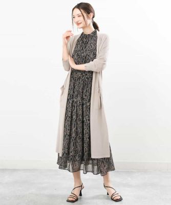 ボタニカル柄シフォンスカート／洗える
