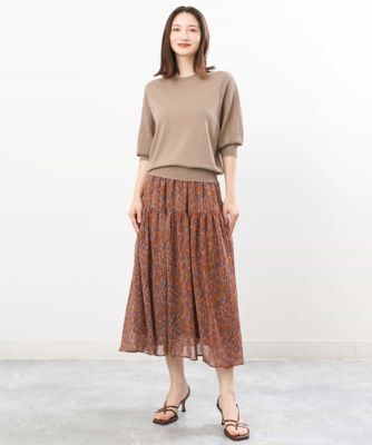 ボタニカル柄シフォンスカート／洗える