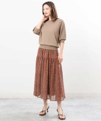 ボタニカル柄シフォンスカート／洗える