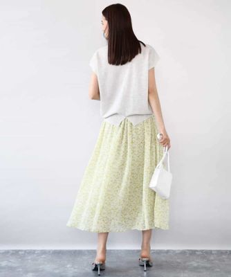 小花柄シフォンスカート／洗える