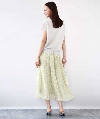 小花柄シフォンスカート／洗える