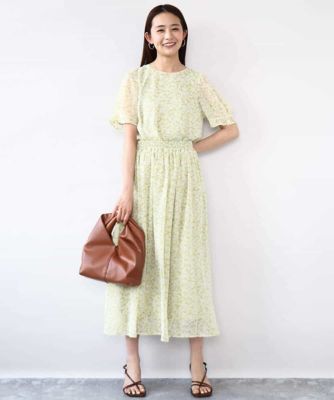 小花柄シフォンスカート／洗える