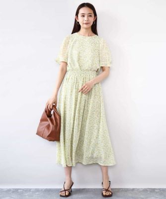 小花柄シフォンスカート／洗える