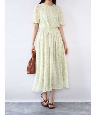 小花柄シフォンスカート／洗える