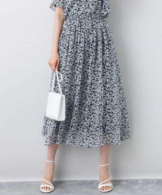 小花柄シフォンスカート／洗える