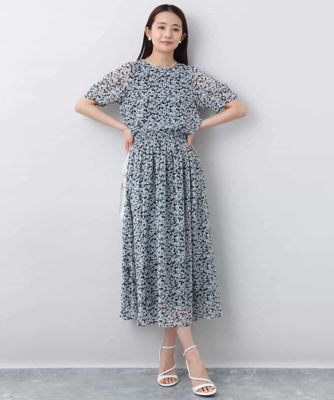 小花柄シフォンスカート／洗える