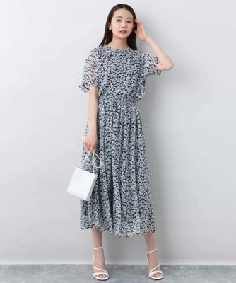 小花柄シフォンスカート／洗える