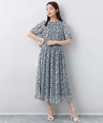 小花柄シフォンスカート／洗える