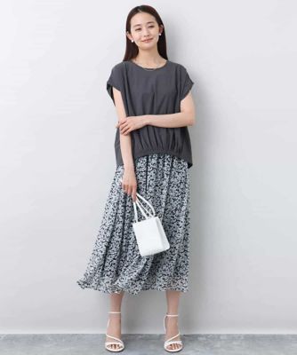 小花柄シフォンスカート／洗える