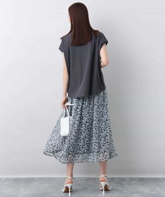 小花柄シフォンスカート／洗える