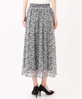 小花柄シフォンスカート／洗える