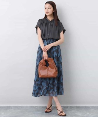 リーフ柄シフォンスカート／洗える