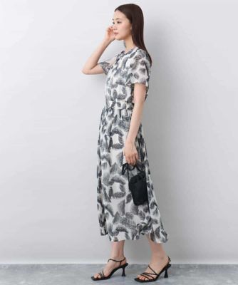 リーフ柄シフォンスカート／洗える
