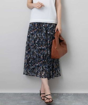 ＜MK MICHEL KLEIN (Women)＞フラワードットプリントシフォンスカート／洗える