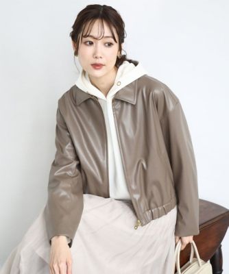 ＜MK MICHEL KLEIN (Women)＞ステンカラーフェイクレザーブルゾン／洗える