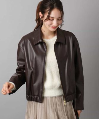 ＜MK MICHEL KLEIN (Women)＞ステンカラーフェイクレザーブルゾン／洗える