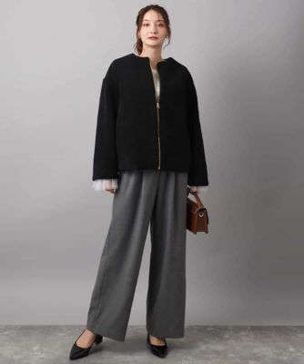 ノーカラーボアブルゾン／洗える | MK MICHEL KLEIN (Women)/エムケー