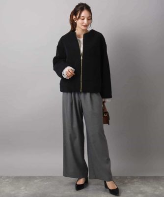 ノーカラーボアブルゾン／洗える | MK MICHEL KLEIN (Women)/エムケー