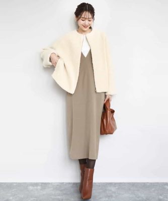 ノーカラーボアブルゾン／洗える | MK MICHEL KLEIN (Women)/エムケー